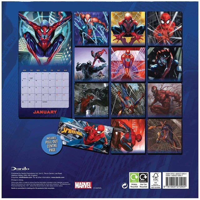 SPIDERMAN CARRÉ CALENDRIER 2024 Mural Agenda Cadeau EUR 23,86
