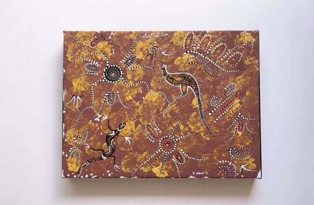 Hand Painted Framed Canvas 30x40cm Acrylic Paiting Aboriginal Art.