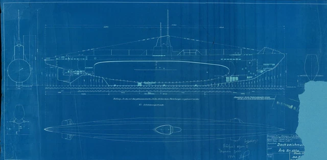 U BOAT VII PLANS BLUEPRINTS RARE detail set WW2 Period WOLF PACK ...