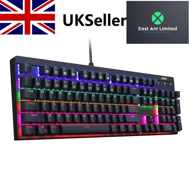 MECHANICAL KEYBOARD RGB LED Illuminated Blue Switches Aukey KMG6 UK