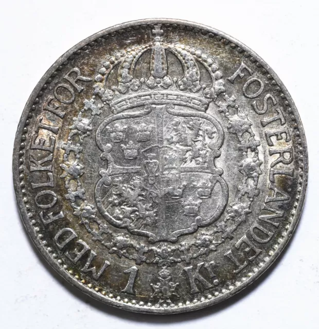 1934, Sweden, 1 Krona, Gustaf V, gVF, Silver, KM# 786 [Lot 535]