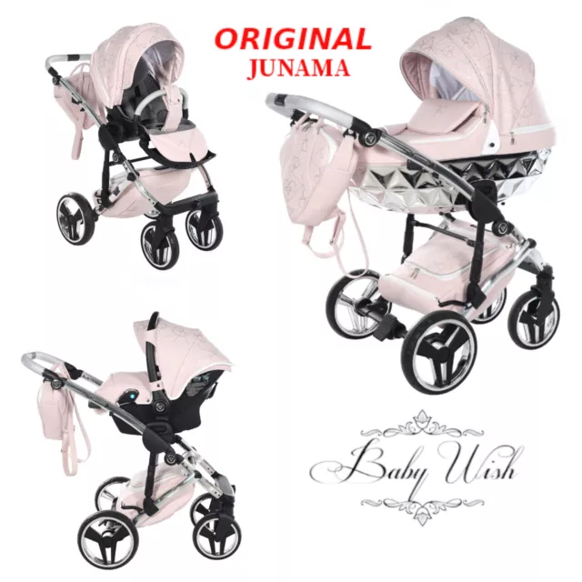 JUNAMA HEART V2 BABY STROLLER PRAM 3in1 CARRYCOT + PUSHCHAIR + CAR SEAT