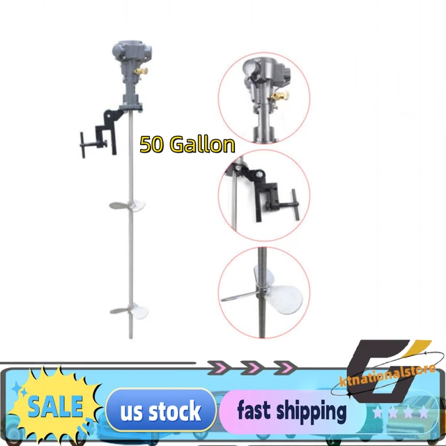 50Gallon Pneumatic Bracket Mixer 304 Stainless Steel Tank Barrel Air Mixing Tool