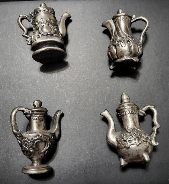 VINTAGE! Set Of 4 Pewter Tea Pots
