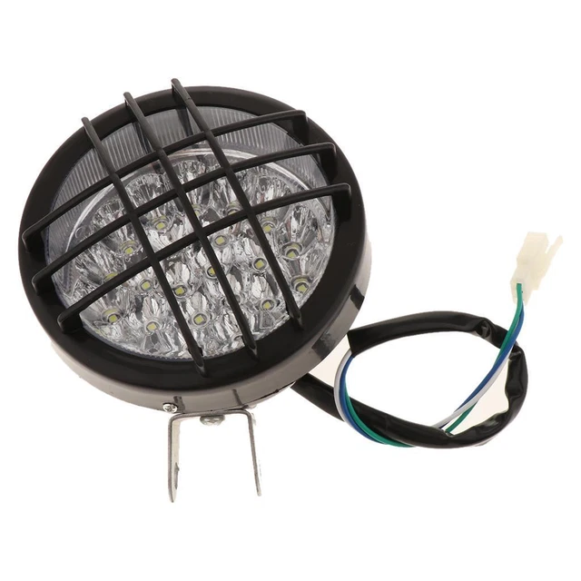 Phare De Moto à Grille Lumineuse 12V LED Lampe Frontale à Tête Ronde