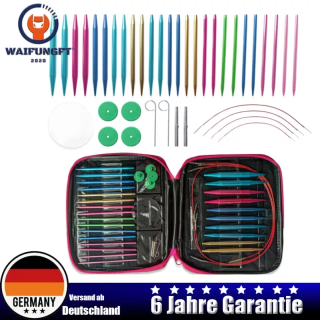 Rundstricknadel-Set Größe 13 Paare austauschbare Aluminium-Stricknadeln mit Etui