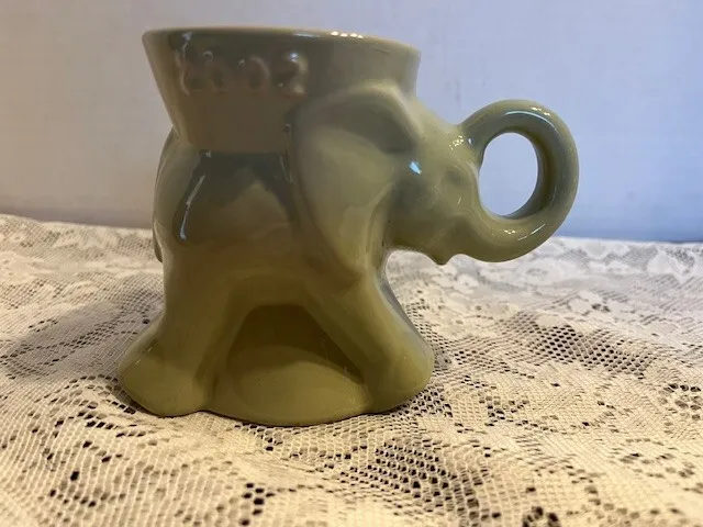 Vintage 2002 Frankoma Mug Green Elephant GOP Republican Political Pottery Cup