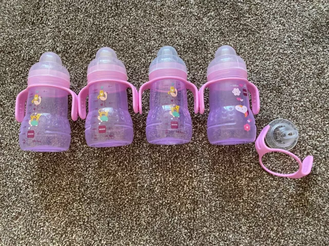 MAM Trainer Bottle 220ml With Handles And Teats, Baby Cup, Toddler Cup X 4