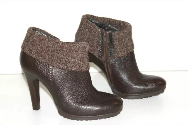 MINELLI  Bottines Boots à Revers Laine Cuir Grainé Marron T 35 ETAT NEUF