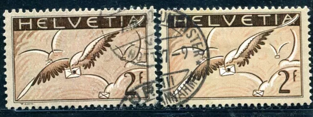 SCHWEIZ 1930 245x,z gestempelt beide PAPIERSORTEN FLUGPOST SCHÖNER BEDARF (F6704