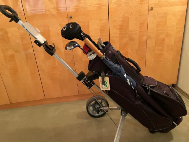Golftasche mit Wagen und 8 Schlägern