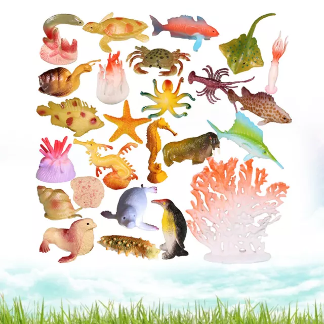 26 Pcs Sea Creature Toys Miniature Animals Toys Ocean Life Toys Fake Corals Toy