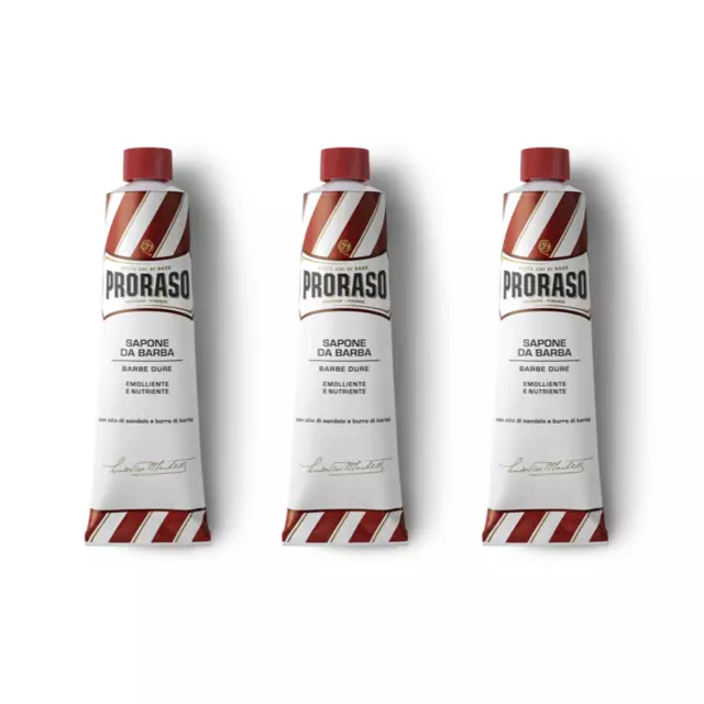 TRIPLE PACK CLEARANCE Proraso Sandalwood Shaving Cream Red Tube - 150ml x 3 Trio