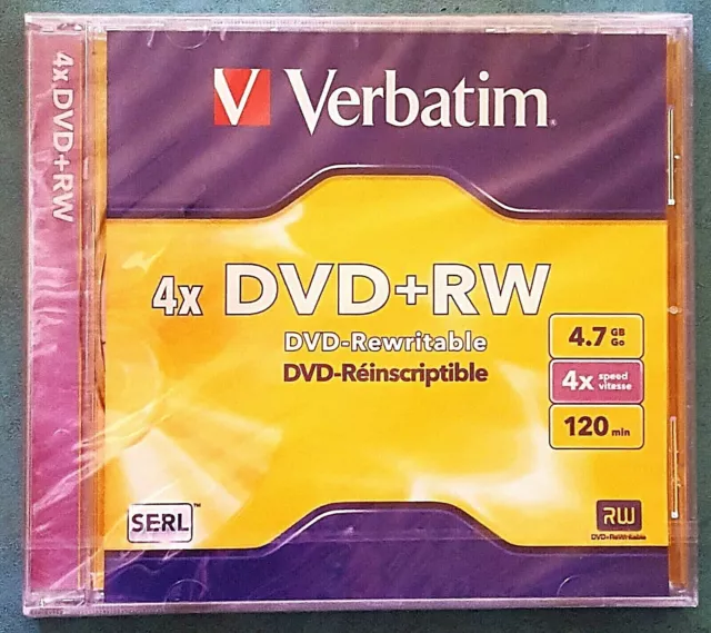 VERBATIM 3 x DVD+RW -  SERL - 120min VIDEO - DATA 4.7GB - 4X SPEED - SOUS CELLO