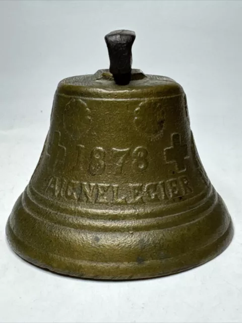 Vintage Swiss Cow Bell 1878 Saicnelecier Chiantel Fondeur Brass Cow Sheep Bell