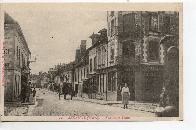 SEZANNE - Marne - CPA 51 - la rue Notre dame 2 - attelage