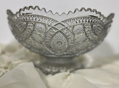 Large Heavy Antique American Brilliant Period Cut Glass Crystal ABP Bowl