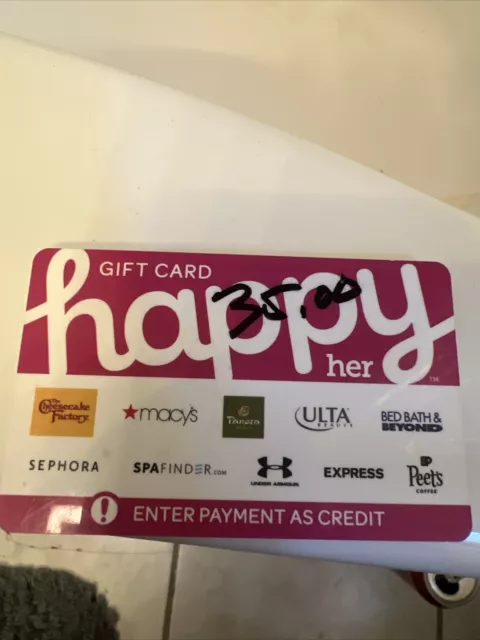 Happy Her Gift Card 35.00 Sephora Ulta Macy’s Bed Bath And Beyond Mothers Day