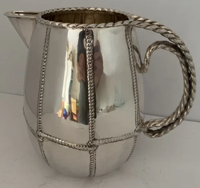 Garrard Fratelli Cacchione Sterling Figural Applied Chased Rope Water Pitcher