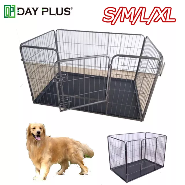 Heavy Duty Folding Pet Puppy Playpen Run Crate Enclosure Welping Dog Cage Floor