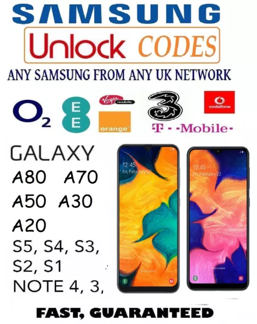 Samsung Note 10 10+ 9 9+ S10 S10+ Unlock Code O2 Ee Vodafone Uk Ireland Networks