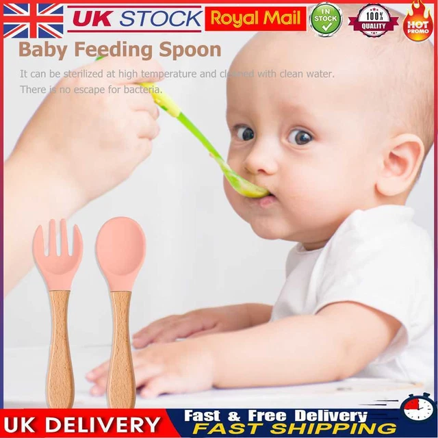Baby Wooden Silicone Feeding Spoon Toddlers BPA-free Tableware (12)