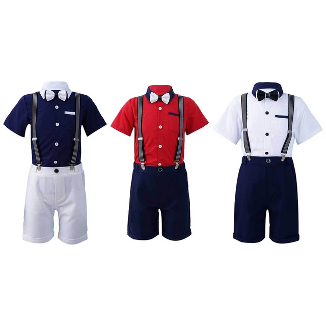 Set outfit inhzoy bambini ragazzi gentiluomo button down camicia solida pantaloncini mosca