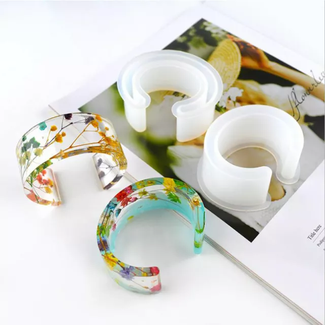 Open Cuff Silicone Mold Jewelry Making Bracelet Bangle Mould Resin FlowerZ@MF