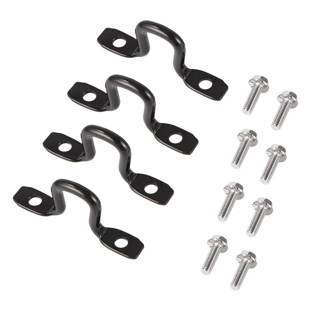 4pcs Pickup Truck Bed Steel Tie Down Anchors with 8 Bolts Universal (Black)