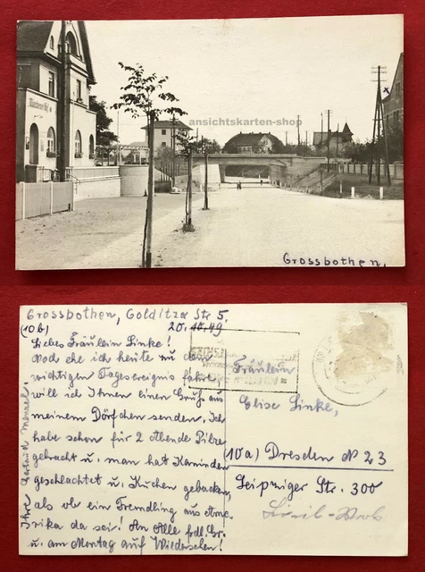 Foto AK GROSSBOTHEN bei Grimma 1949 Strassenpartie am Münchner Hof  ( 78131