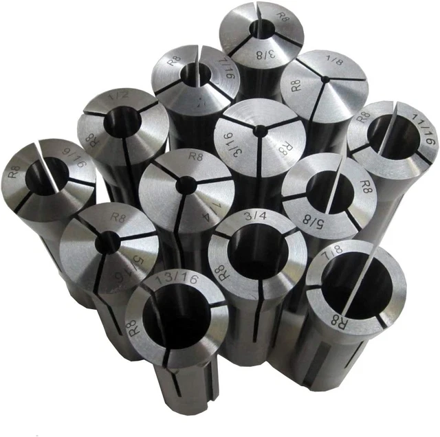 65Mn Material 13Pc R8 Precision round Spring Collet Set 1/8-7/8 X 1/16Ths