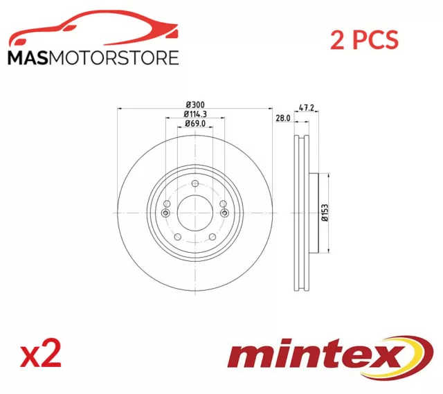 Bremsscheiben Satz Paar Vorne Mintex Mdc2043 2Pcs G Neu Oe Qualität