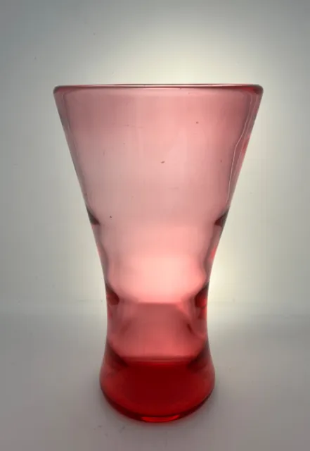 Stevens and Williams Pink Optic Glass Vase - 22cm Tall - Rare