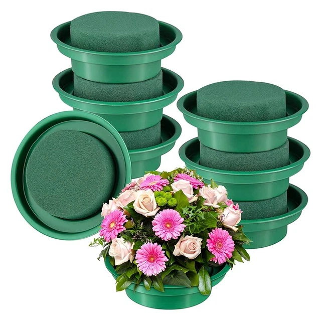 8er-Pack Blumenschaum Runde Schalen Zum Selbermachen Blumenarrangement Kit Grün Rund Nass F X4G4