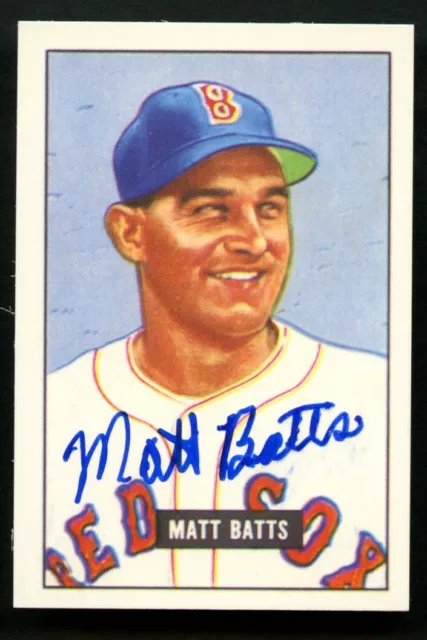 Matt Batts #129 signed autograph auto 1951 Bowman CCC 1986 Reprint Card ~