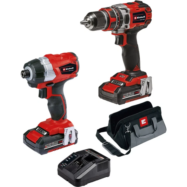 Bohrer und Schlagschrauber Set Schraubenschlüssel Akku 2er-Pack Kit 18 V Einhell NEU