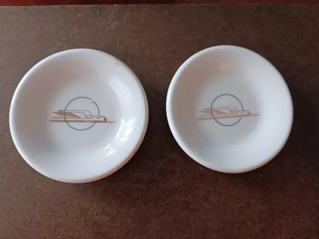 Pair UNION PACIFIC RAILROAD WINGED STREAMLINER RESTAURANT WARE BUTTER PAT (2)