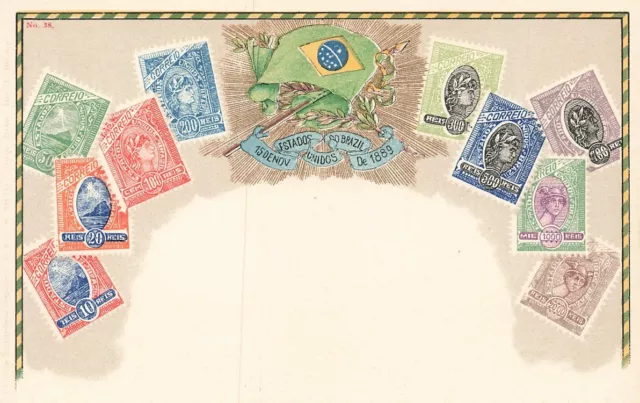 708047) AK mit Abb. von Briefmarken von Brasilien