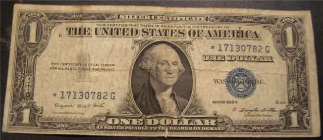 1935G $1 Silver Certificate ***STAR NOTE*** - Circulated SN: *17130782G FR#1616*