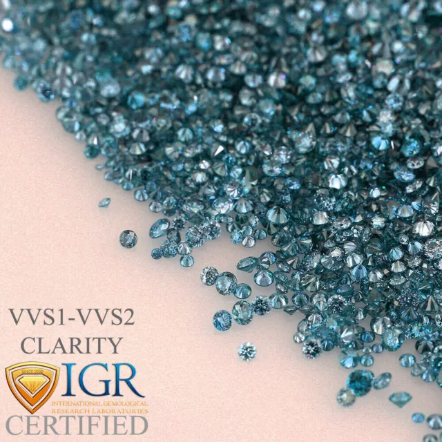 CERTIFIÉ Round Fancy Blue Color VVS 100% Lot de gros de diamants naturels...