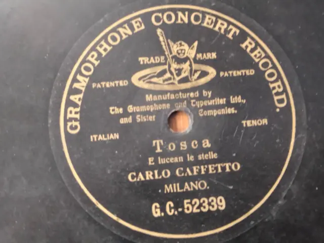 78 giri-CARLO CAFFETTO" TOSCA " GRAMOPHONE CONCERT RECORD G.C. 52339
