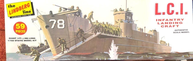 2014 LINDBERG 1:160 scale USA WWII L.C.I. LANDING CRAFT MODEL KIT BOXED ...