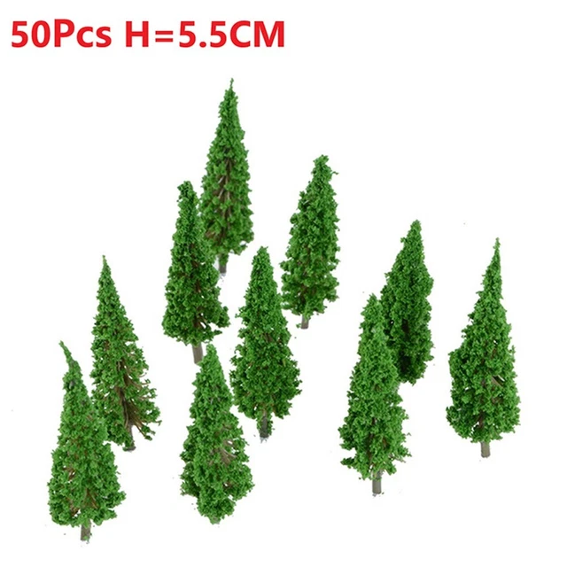 Lot De 10 Arbres Modélisme Verts - Hauteurs 4.8 à 16 Cm - Pour Train électrique, Diorama, Maquette