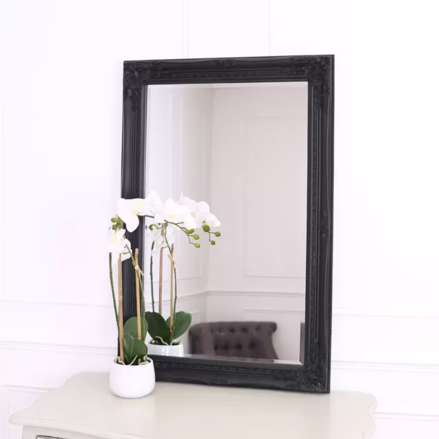 Select Mirrors Rhone Large Rectangle Bedroom Wall Mirror 60x90cm - Black Matt