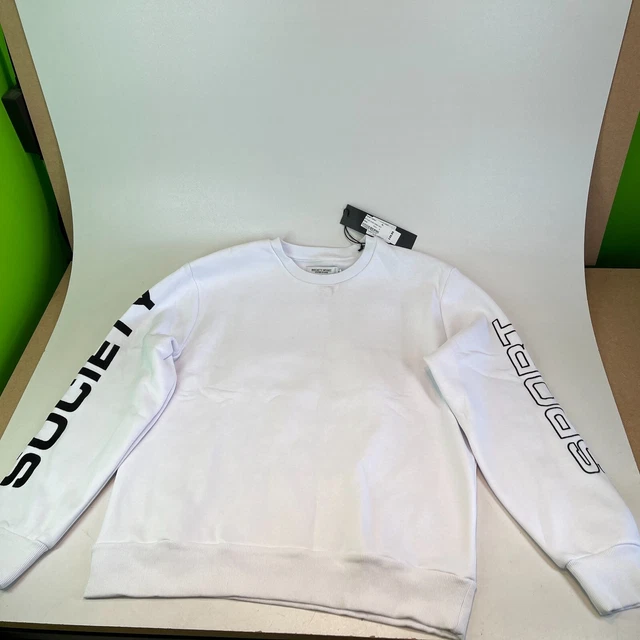 Society Sport Mens White Sweatshirt with Large Embroidered USA Flag size XL -NEW