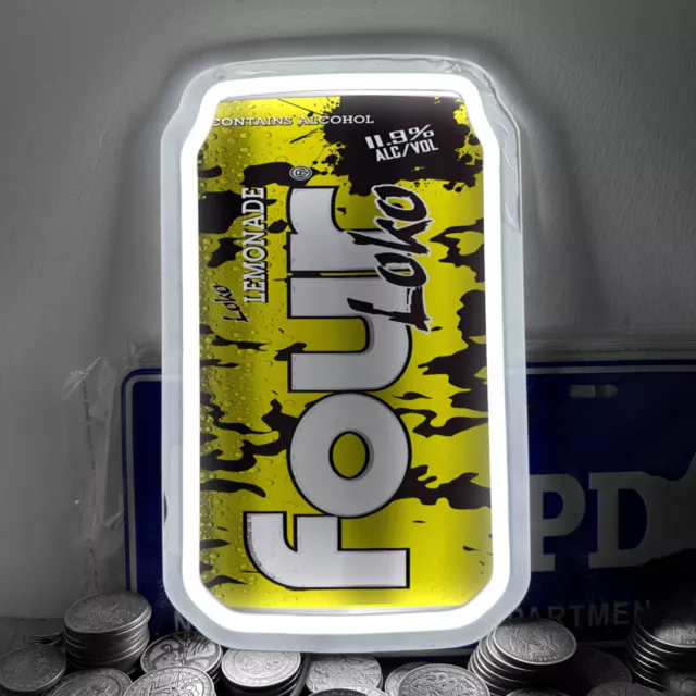 Four Loko Lemonade Beer Cans Neon Sign Bar Club Store Wall Decor LED 12"x7" H4