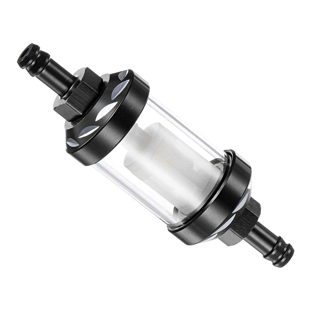 Universal In Line Petrol Fuel Gasoline Oil Filter, Black
