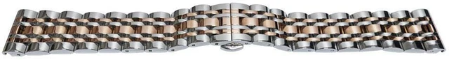 Men's Jubilee Full Mirror Straight Ends Watch Bracelet Rose s/s Plate 18mm Ends.