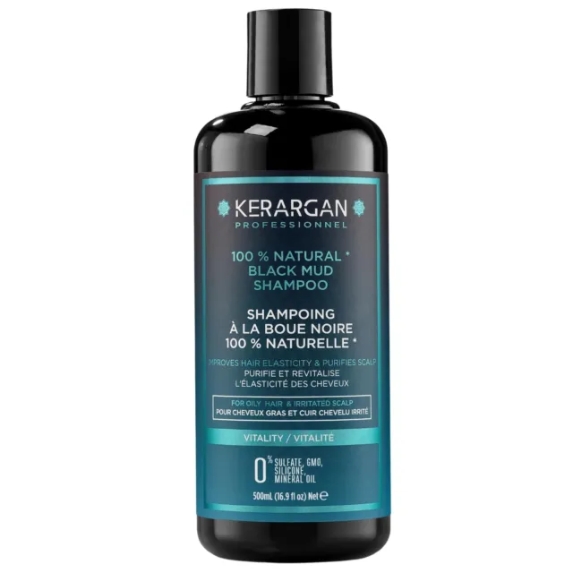 Kerargan - Shampoing Revitalisant à la Boue Noire de la Mer Morte pour Cheveux