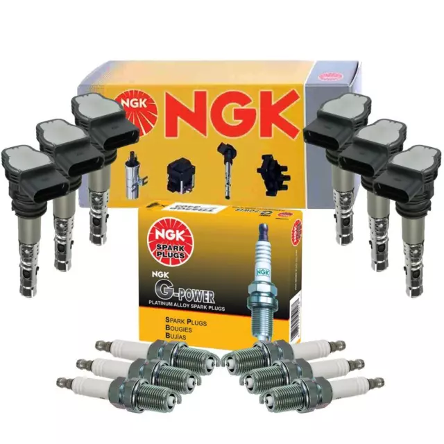 NGK 6 Ignition Coils & 6 G-Power Platinum Spark Plugs Kit For Audi A6 Quattro V6